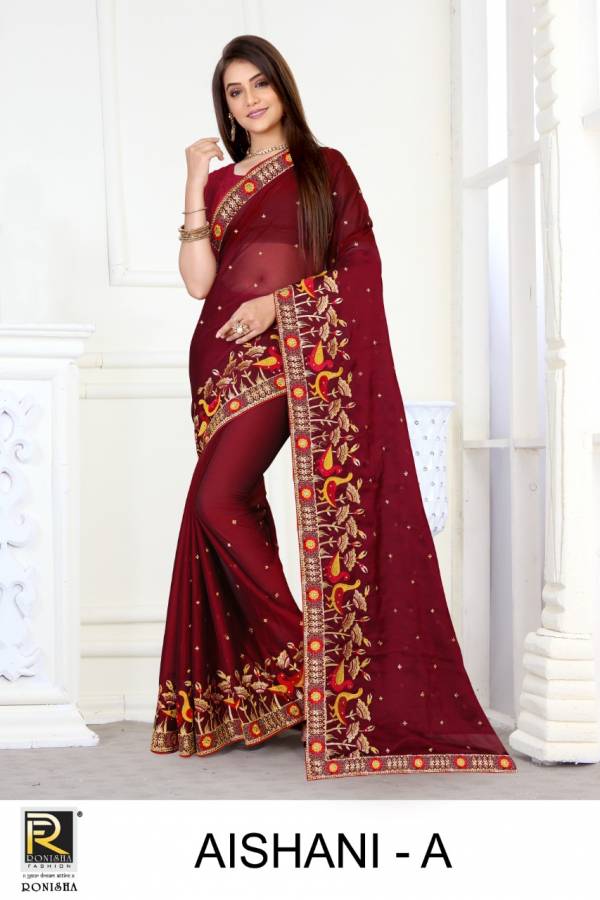 Ronisha Aishani New Designer Ethnic Wear Chiffon Printed Saree Collection